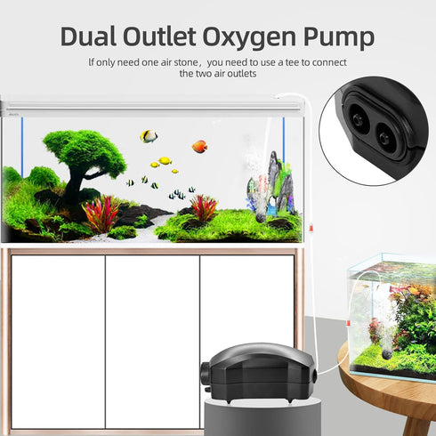 Aquarium Air Pump,Marpros Air Pump for Fish Tank 2 Outlet,Adjustable air bubbler for Fish Tank,Super Quiet Oxygen Pump for Aaquarium 20 to 40 Gall...
