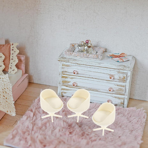 TOYANDONA 4pcs Dollhouse Armchair Miniature Office Chair Dollhouse Rotatable Chair Miniature Chairs Dollhouse Egg Chair Miniature Stool Mini Stool...