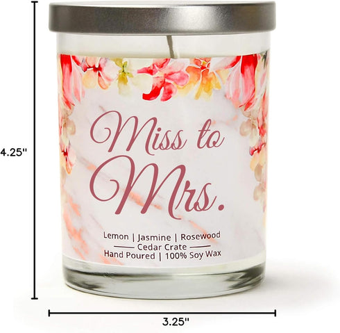 Miss to Mrs. Luxury Scented Soy Candle - Engagement Candle, Wedding Day Candle, Bridal Shower Gift, Engaged, Congrats, Unique Bride Gift for The B...