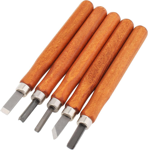 5 Pcs Wood Carving Knife Set, Wood Turning Tools HSS Blades and Quality Wood Handle, Hand Carving Tool Set Wood Lathe Chisel Set for DIY Sculpture...