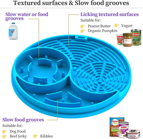 Lick Mat for Dog and Cat Slow Feeder Bowl Licking Pad with Suction Cups Heavy Duty Puzzle Food Treat Toy for Dog Anxiety Relief Cat Boredom Reduce...