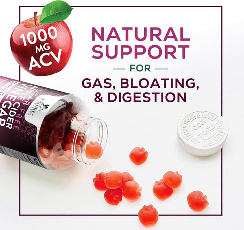 Nature's Nutrition Apple Vinegar Gummy for Weight Loss 1000mg - Vegan Apple Cider Vinegar Gummies for Detox & Cleanse, ACV Supplement Pills, Vitam...