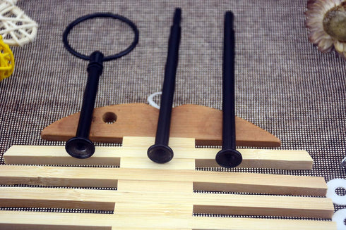 Metal 3 Tier 13 Inch Cake Stand Handle Cake Plate Stand Centre Handle Fittings - Fruit Heavy Plate Handle Fittings Round Hardware Rod (Black)...