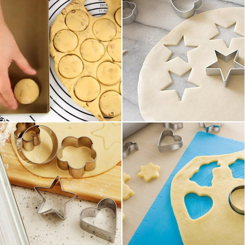 Mini Cookie Cutters Set- Small Heart Star Flower Round Square Hexagon Oval Diamond - 30Pcs Stainless Steel Cookie Cutters - Polymer Clay Cutters M...