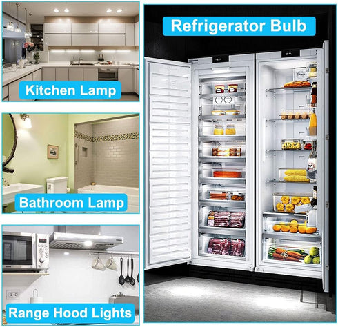 LED Appliance Light Bulb for Refrigerator Fridge Freezer 4W (40W Equivalent) E26 Medium Base Compact T10 Tubular A15 AC100-265V Floor Lighting Dec...