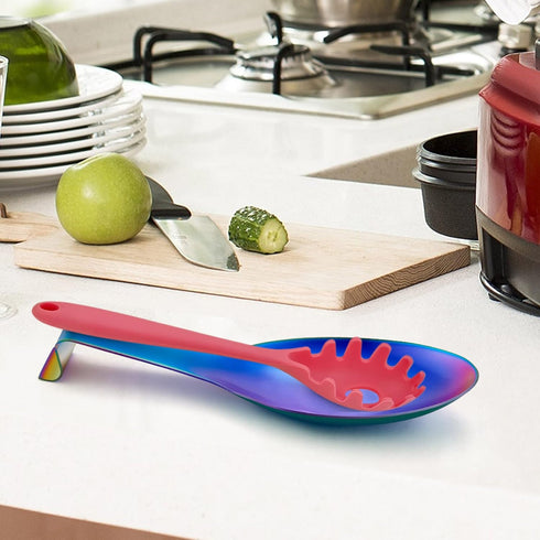 LIANYU Rainbow Spoon Rest for Kitchen Counter Stove Top, Stainless Steel Spatula Ladle Spoon Utensil Holder, Dishwasher Safe...