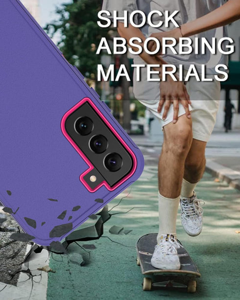 for Samsung Galaxy S21 Plus 5G Phone Case, with Screen Protector, Dust-Proof Port Cover, Full-Body Non-Slip Silicone Rubber Covered, Military Grad...
