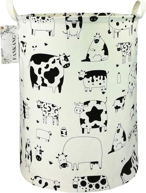 FANKANG Storage Basket, Nursery Hamper Canvas Laundry Basket Foldable with Waterproof PE Coating Large Storage Baskets for Kids Boys and Girls, Of...