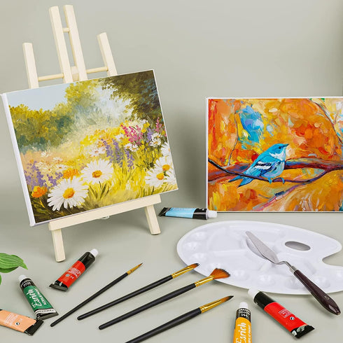 AROIC Wood Easels, Easel Stand for Painting Canvases, Art, and Crafts. (11.8 inch, 4 Pack), Tripod, Painting Party Easel, Kids Student Table Schoo...