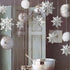 OuMuaMua Winter Christmas Hanging Decorations, 12PCS 3D Large Silver Snowflakes & 12PCS White Paper Snowflakes Hanging Garland for Christmas Winte...