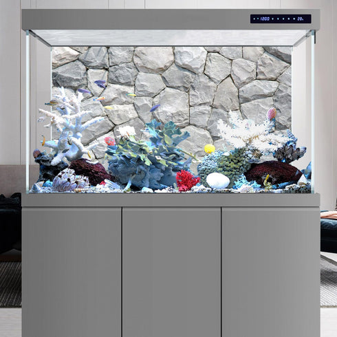 AWERT 48x24 inches White Stone Aquarium Background Rocky Fish Tank Background Rock Terrarium Background Vinyl...
