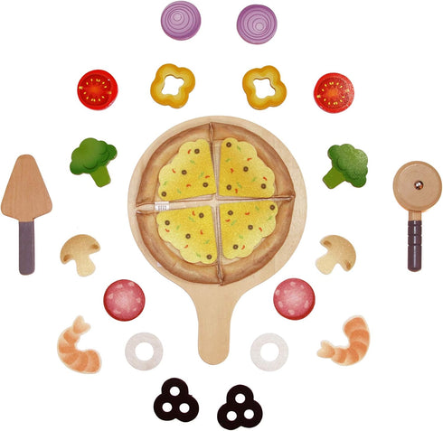 Hape Perfect Pizza Wooden Playset for Kids Kitchen| 2-in-1 Pizza Oven & Delivery Box| 29 PCs Pretend Play for Toddlers Ages 3 Years and Up , Black...