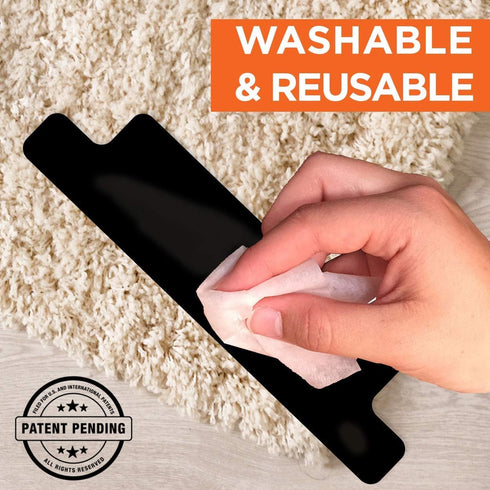 12pc Premium Large Size Anti Curling Carpet Tape Rug Gripper – Will Keep Rug in Place & Keep Corners Flat, Advanced with Yellow Capet Tape, Double...