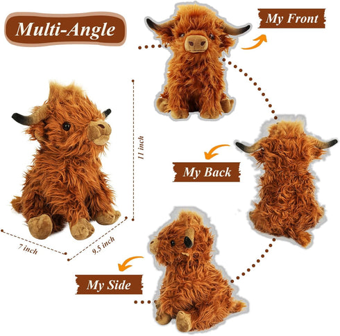 Stuffed Animals Highland Cows Cute Stuff Fluffy Cattle Dolls Skeleton Toys Figure Pillows Birthday Presents for Baby Kids Girls Boys Toddler Presc...