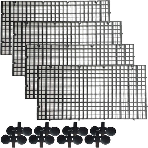 TIHOOD 4PCS Aquarium Divider Tray Plastic Grid Aquarium Egg Crate Light Diffuser, Fish Tank Divider Filter Bottom Isolation with 8PCS Sucker Clip...