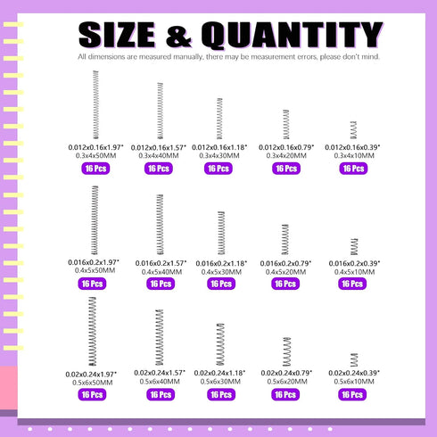 Swpeet 240Pcs 15 Different Sizes Stainless Steel Compression Springs Assortment Kit, Mini Stainless Steel Extension Springs for Shop and Home Repa...