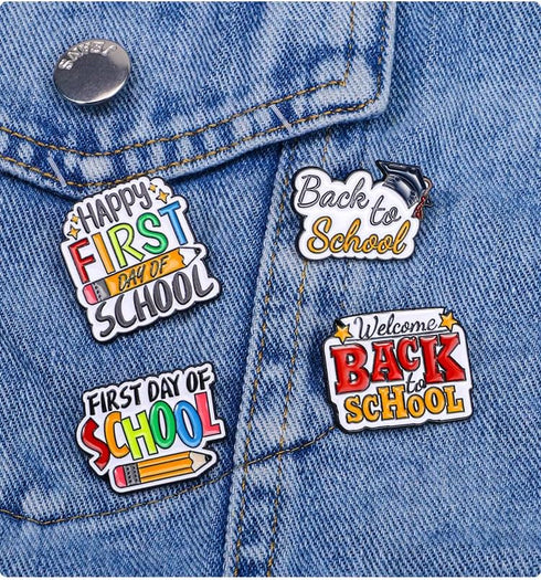 Funny First Day of School Brooch Pins for Men Women Cartoon Colorful Pencil Rainbow Lapel Enamel Pin Brooch Back To School Teachers Day Gifts...