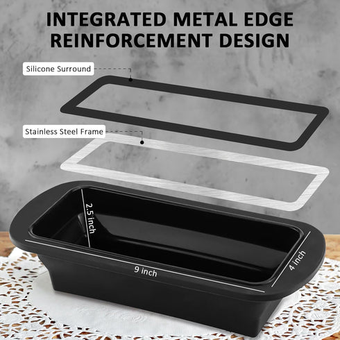 Silicone Bread Loaf Pan with Metal Reinforced Frame, Bread Pans for Homemade Bread, Foldable Loaf Pans, Non-Stick Silicone Baking Pans for Oven, S...
