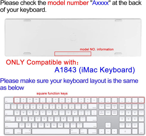 Silicone Keyboard Cover for Apple iMac Magic Keyboard with Numeric Keypad MQ052LL/A (Model: A1843, 2017 2018 Release), Cute Print Keyboard Skin, U...