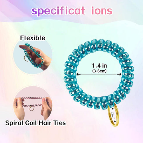 12 Colors Wrist Keychain Plastic Spring Flexible Spiral Wrist Coil Stretchable Wrist Band Wristlet Keychain Bracelet Wrist Coil for Sauna Gym Pool...
