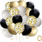 Black and Gold Confetti Balloons, 50 Pack 12inch White Latex Party Balloon Set with Gold Ribbon for New Year Graduation Birthday Baby Shower Decor...