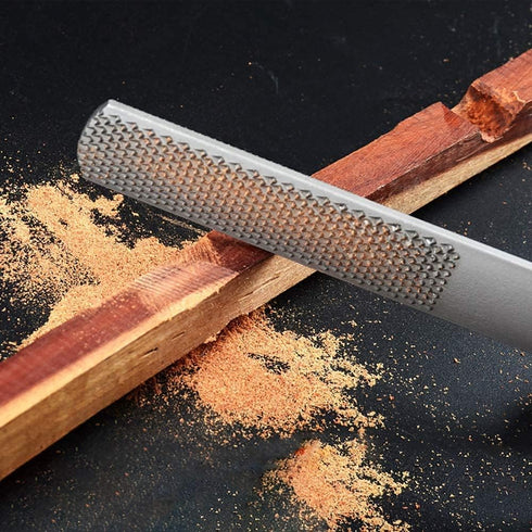 4 Way Wood Rasp Set of 2 - Premium High Carbon Steel Hand File and Round Rasp, Half Round Flat & Needle Files, Metal File Set for Sharping Wood an...