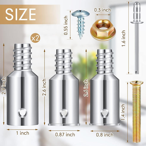 6 Pcs Threaded Tip Replacement Threaded Tip Repair Kit Pole Handle Replacement Extension Pole Adapter Tips for Metal Broom(0.8 Inch, 0.87 Inch, 1 ...