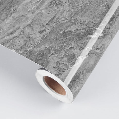 Grey Silver Marble Contact Paper for Countertops Waterproof Marble Peel and Stick Wallpaper Kitchen Countertop Contact Paper for Bathroom Cabinets...