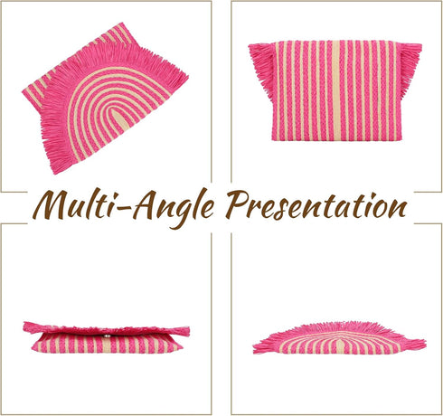 Women Fringe Straw Clutch Purses Envelope Summer Beach Bags Woven Clutch Handbags...