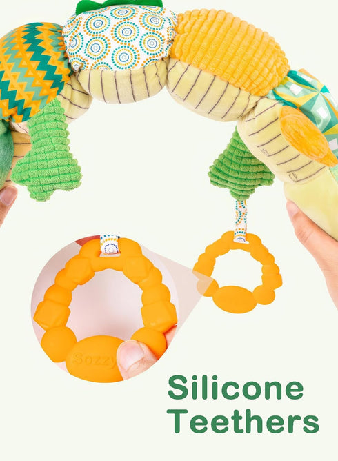 Infant Musical Stuffed Animal Toys, Activity Soft Sensory Toy with Baby Teething Toys, Crinkle Sound and Rattles, Tummy Time for Newborn 0 3 6 12 ...