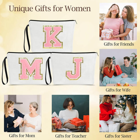 A-Z Personalized Gifts for Women,Cosmetic Bag for women,Birthday Gifts for Best Friend with Cosmetic Bag,Bride Bridesmaid Gifts,Stuff For Girls,Si...