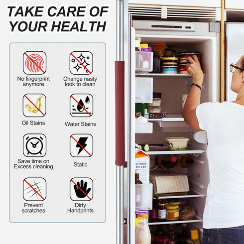 Sheskind Refrigerator Door Handle Cover Kitchen Appliance Decor Handles Antiskid Protector Gloves for Fridge Oven Keep Off Fingerprints,Liquid,Oil Stain,Food Spot,2 Pieces (16"*4", Burgundy)