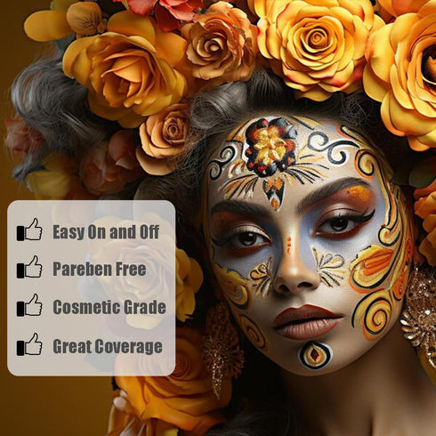 Bowitzki 30g Professional Face Paint Body Paint Water Based Face painting Makeup Safe for Kids and Adults Split Cake Single Color (Metallic Golden...