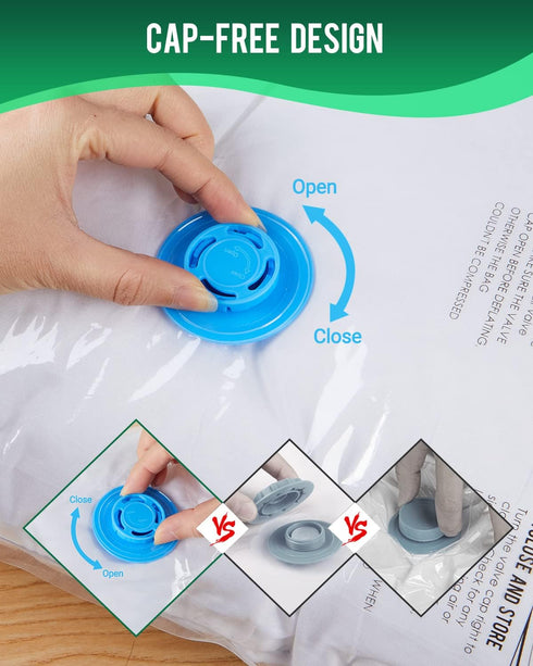6 Pack Small Vacuum Storage Bags (24"x16"), Reusable Vacuum Sealer Compression Space Saver Bag for Clothes, Mattress, Blanket, Duvets, Pillows, Co...