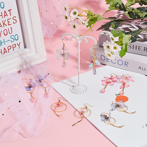 SUNNYCLUE 1 Box DIY 10 Pairs Fabric Butterfly Dangle Earring Making Kit Organza Butterfly Wings Boho Lightweight Butterfly Charms Crystal Beads fo...