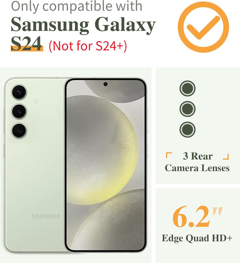 GVIEWIN for Samsung Galaxy S24 Case Floral, with Screen Protector & Camera Lens Protector, Hard PC&TPU Bumper Clear Shockproof Protective Women Ph...