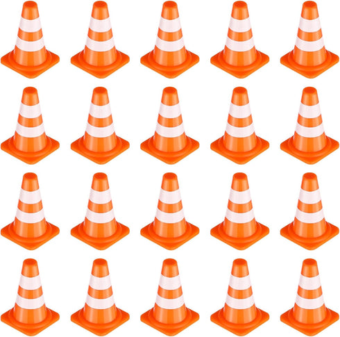 Gadpiparty 50Pcs Miniature Traffic Signs for Kids Mini Traffic Cones Training Road Block Toy Cones for Multipurpose Construction Theme Party Engin...