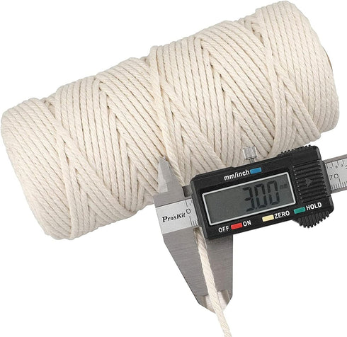 Macrame Cotton Cord, 2/3/4/5/6mm Natural Cotton Cord Perfect Macrame Supplies for Macrame Plant Hangers DIY Crafts (Natural White, 3mm*109Yards)...