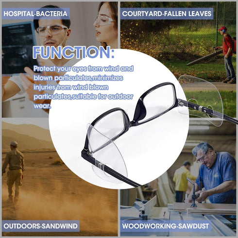 Touri 20 Pairs Clear Slip-On Protective Safety Side Shields for Glasses Fits Small to Medium Eyeglasses for Keeping Your Eyes Safe...
