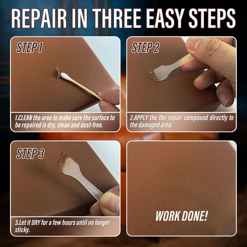 Leather Repair Kit for Furniture, Sofa, Jacket, Car Seats and Purse. Vinyl Repair Kit. Super Easy Instructions to Match Any Color, Restore Any Mat...
