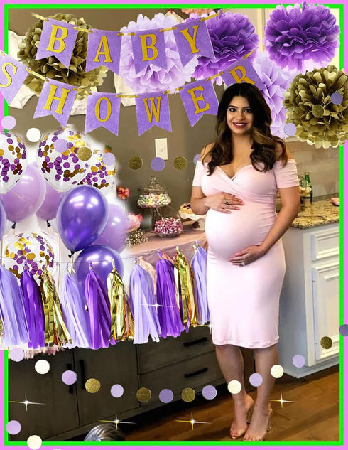 Purple Gold Baby Shower Decorations Qian's Party Purple and Gold Princess Birthday Party Decorations Purple Princess Baby Shower Confetti Purple &...