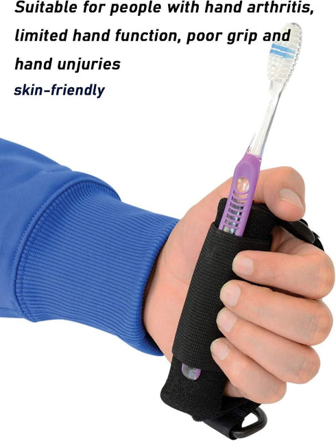 Disabled Eating Aids Utensil Holders Eating Assistance Hand Cuff for Holding Spoon, Fork, Cutlery Adjustable Nylon Gripping Strap for Limited Mobi...