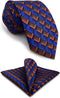 S&W SHLAX&WING Ties for Men Blue Copper Necktie Set with Pocket Square Mens Gift...