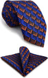 S&W SHLAX&WING Ties for Men Blue Copper Necktie Set with Pocket Square Mens Gift...