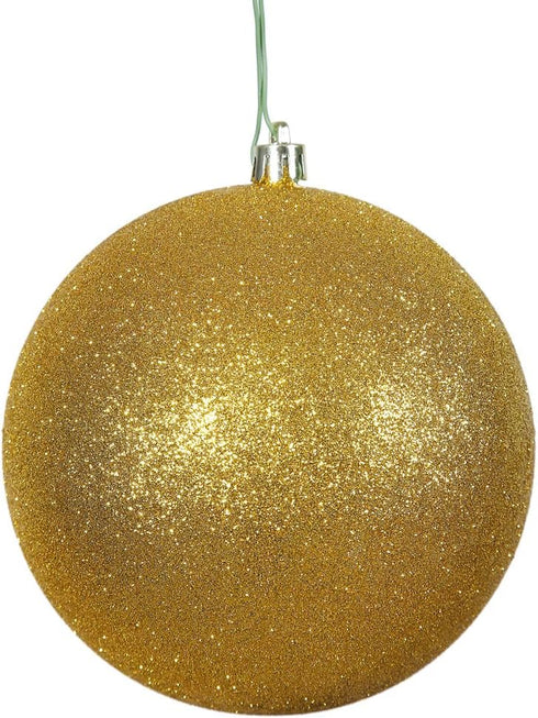 Vickerman 6" Antique Gold Glitter Ball Ornament, 4 per Bag...
