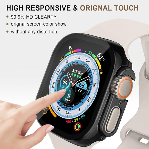 for Apple Watch Case 49mm,Hard Case with Tempered Glass Screen Protector,Watch Cover for Apple Watch ultra/ultra 2 Screen Protector,Ultra-Thin Dur...