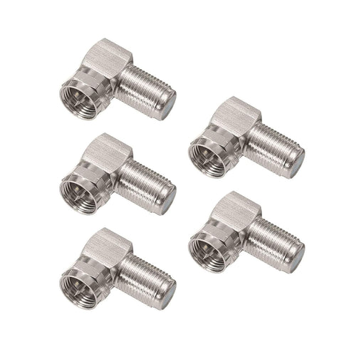 BINGFU F Type Male to Female Right Angle RG6 Coaxial Cable Connector Adapter (5-Pack) for Television TV Antenna CATV Digital Vedio Audio Coax Exte...