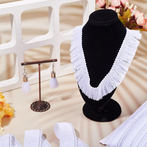 MegaPet White Polyester Fringe Tassel Lace Trim 1 Inch x 82 Feet Chainette Fringe Fibre Trim for Sewing Quilting DIY Home Decoration...