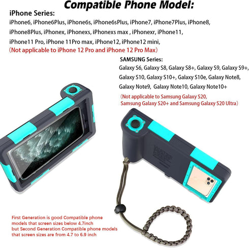 Professional Waterproof Underwater Snorkeling Phone Case for iPhone 11/8/7/6 Pro Max Mini Xr/X/Xs/Samsung Galaxy Note10/9/8/S10/9/8 Ultra Plus Pro...