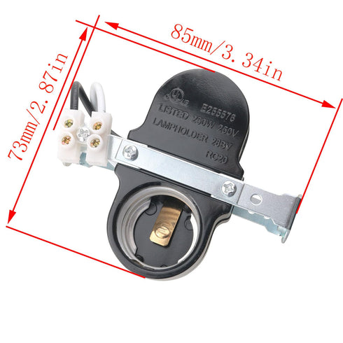 CHENJIN E26 Dual Lamp Socket with 1/8 Bracket Electric Wood Double Fork Lamp Holder Resin Base Dual Cluster Lamp Base with Terminal Lamp Socket fo...